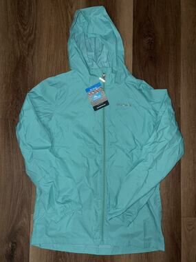 Columbia Waterproof Windbreaker Hooded Switchback II Jacket Youth Large. Teal